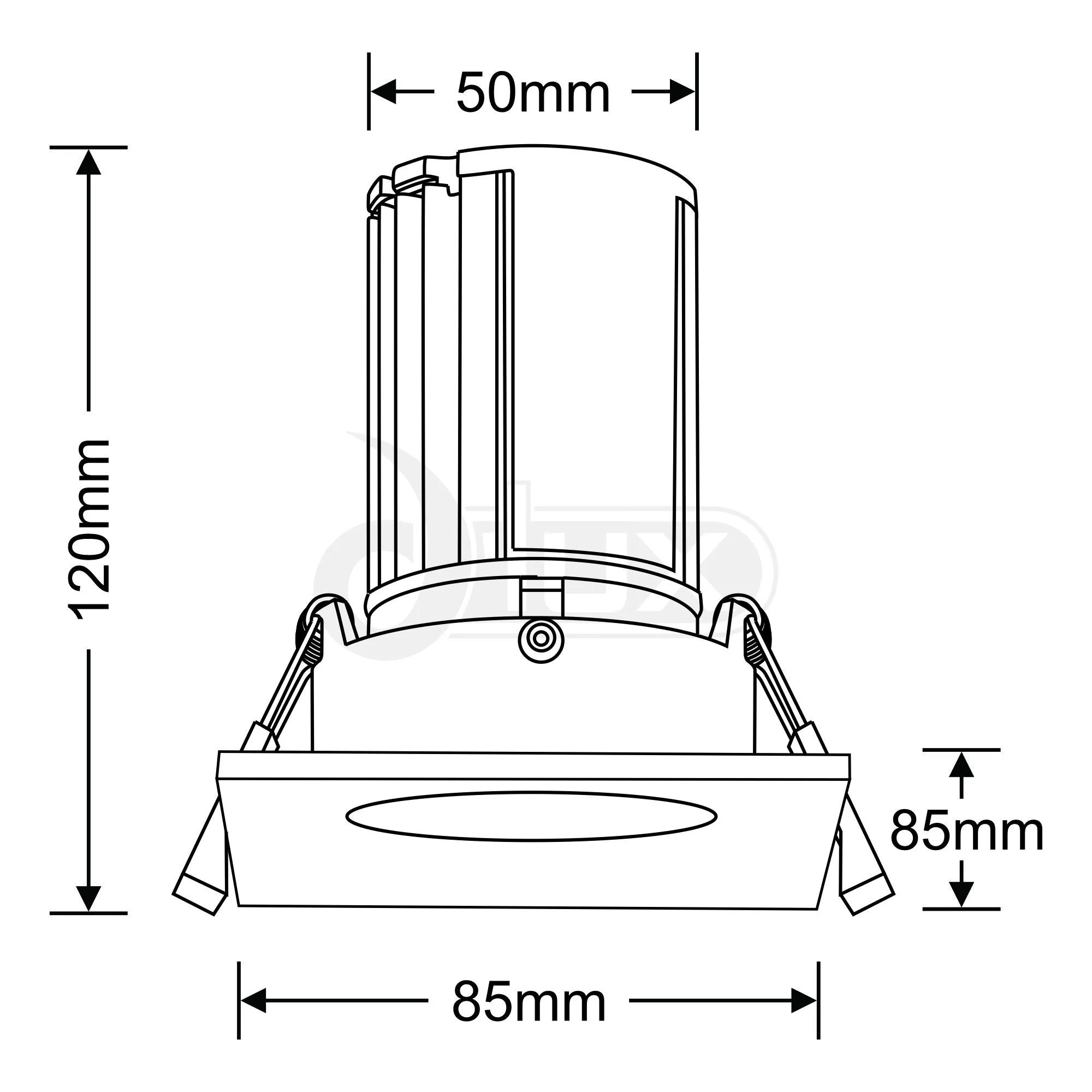 Bruve 12 Tridonic powered 12W 3000K 1200lm 36° LED Engine,300mA , CRI>90 LED Engine Matt Black Fixed Square Recessed Downlight, Inner Glass cover, IP65 DM202500  Dlux Bruve SQ 12 IP65
